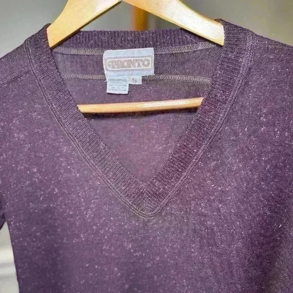 VTG Pronto Silk And Acrylic Purple V Neck Sweater Women's Size S - Picture 3 of 6